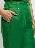 Linen-Blend Capri Pants