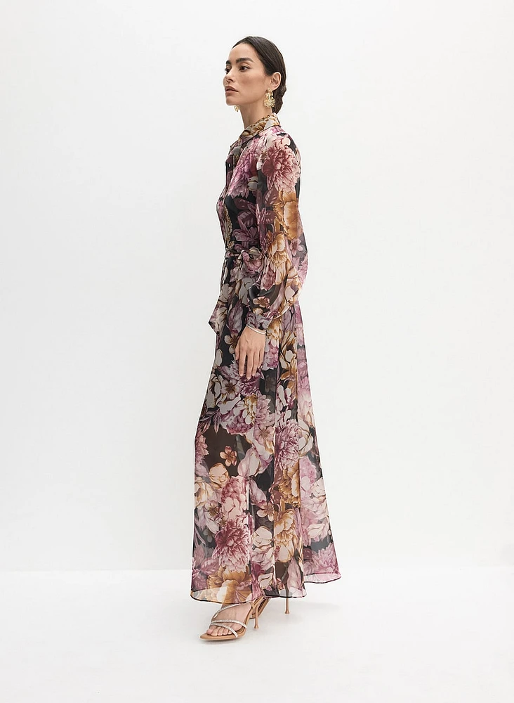 Robe maxi florale en organza