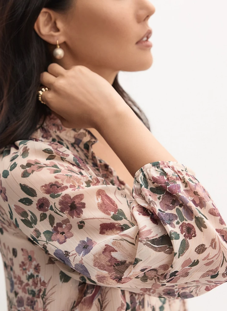 Floral Frilled Neck Blouse