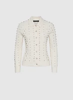 Embellished Knit Polo Cardigan