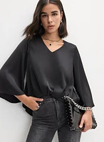 Satin Flare Sleeve Blouse