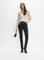 Stud Embellished Slim-Leg Jeans