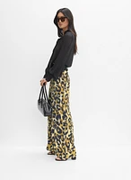 Pantalon à jambe large motif léopard