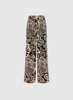 Graphic Floral Wide-Leg Pants