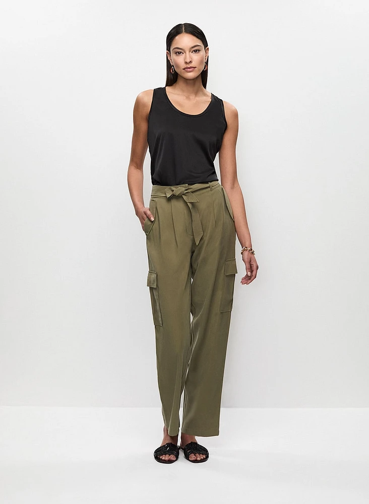 Satin Sleeveless Top & Cargo Pants