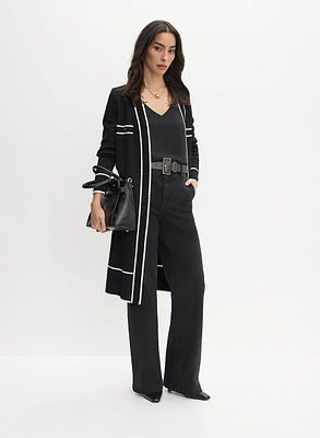 Contrast Trim Duster Cardigan