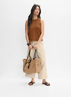 Tonal Embroidered Linen-Blend Pants