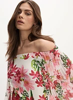 Joseph Ribkoff - Floral Off-Shoulder Cape Sleeve Blouse