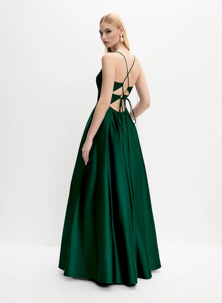 Corset-Style Satin Gown