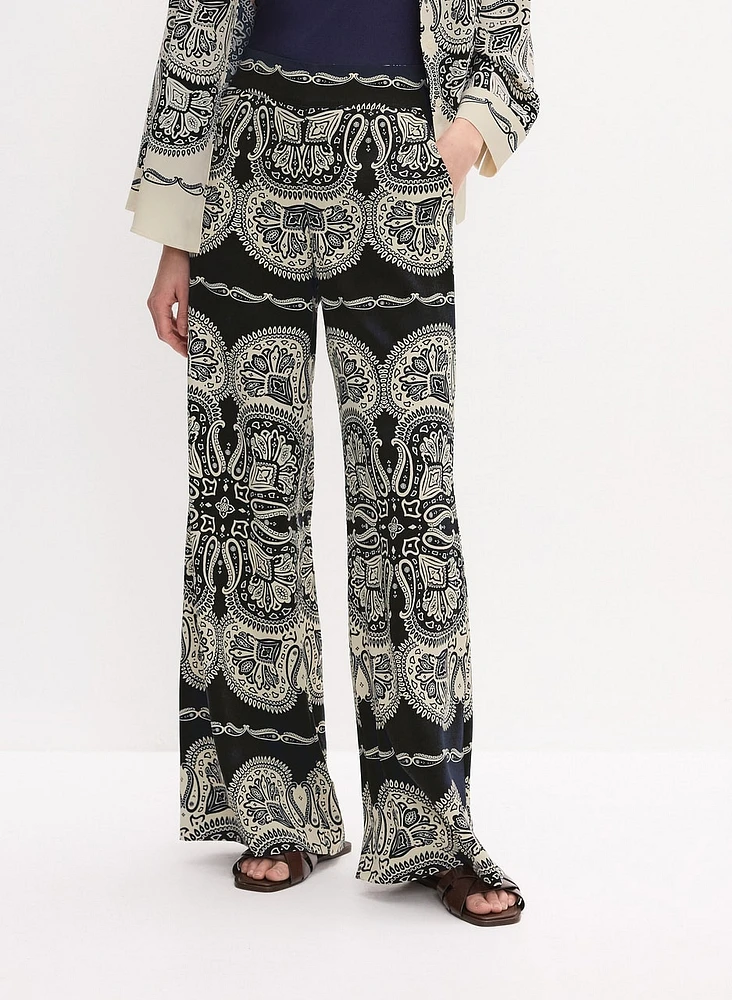 Paisley Wide-Leg Pants