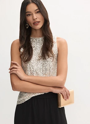 Sequined Crew Neck Top