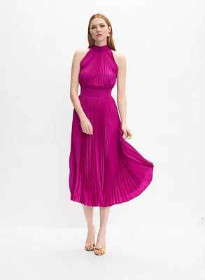 Pleated Satin Dress