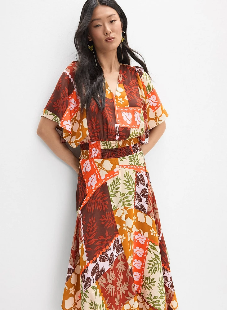 Patchwork Print Maxi Dress