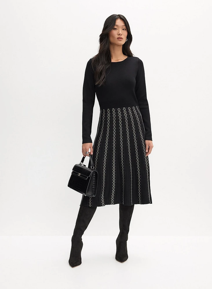 Mixed Jacquard Knit Dress