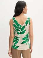 Sleeveless Leaf Print T-Shirt