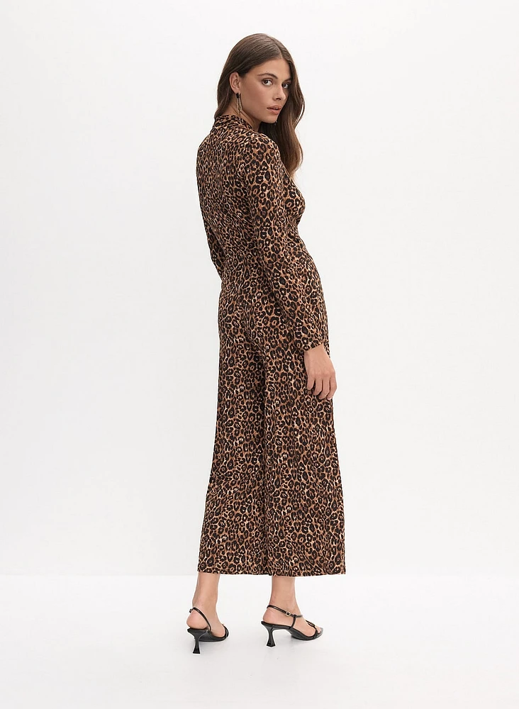 Joseph Ribkoff - Leopard Print Faux Wrap Jumpsuit