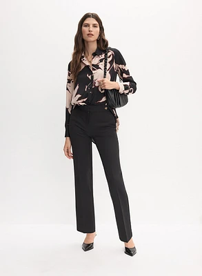 Flower Print Blouse & Straight Leg Pants