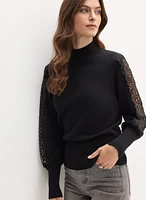 Lace Detail Balloon Sleeve Sweater