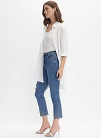 Embellished Hem Straight-Leg Jeans