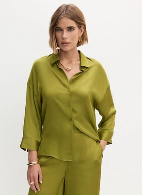 Blouse en satin à manches 3/4