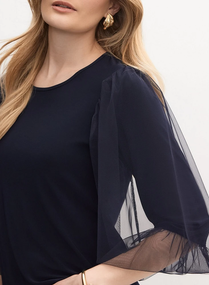 Joseph Ribkoff - Sheer Puff Sleeve Top