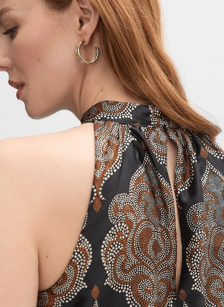Baroque Print Satin Dress