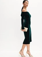 Stretch Velvet Off-the-Shoulder Dress