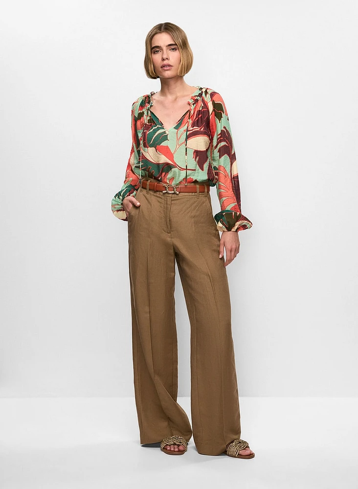 Blouse à manches bouffantes et pantalon à jambe large