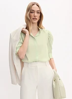 Blouse en crêpe à manches bouffantes