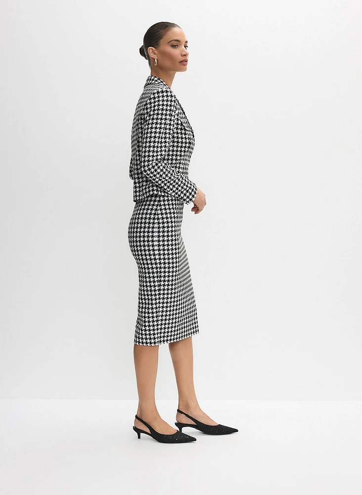 Houndstooth Print Pencil Skirt