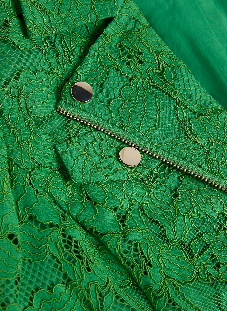 3/4 Sleeve Cropped Lace Jacket