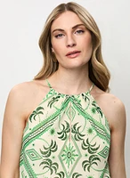 Halter Neck Palm Print Dress