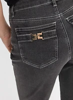 Buckle Detail Straight-Leg Jeans