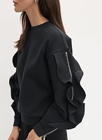 Ruffle Sleeve Sweatshirt