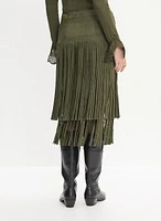 Faux Suede Fringed Skirt