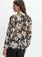 Floral Frill Neck Blouse