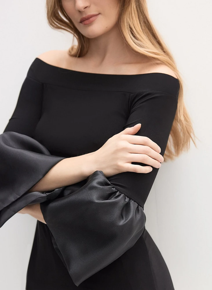 Taffeta Bell Sleeve Top