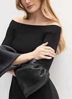 Taffeta Bell Sleeve Top