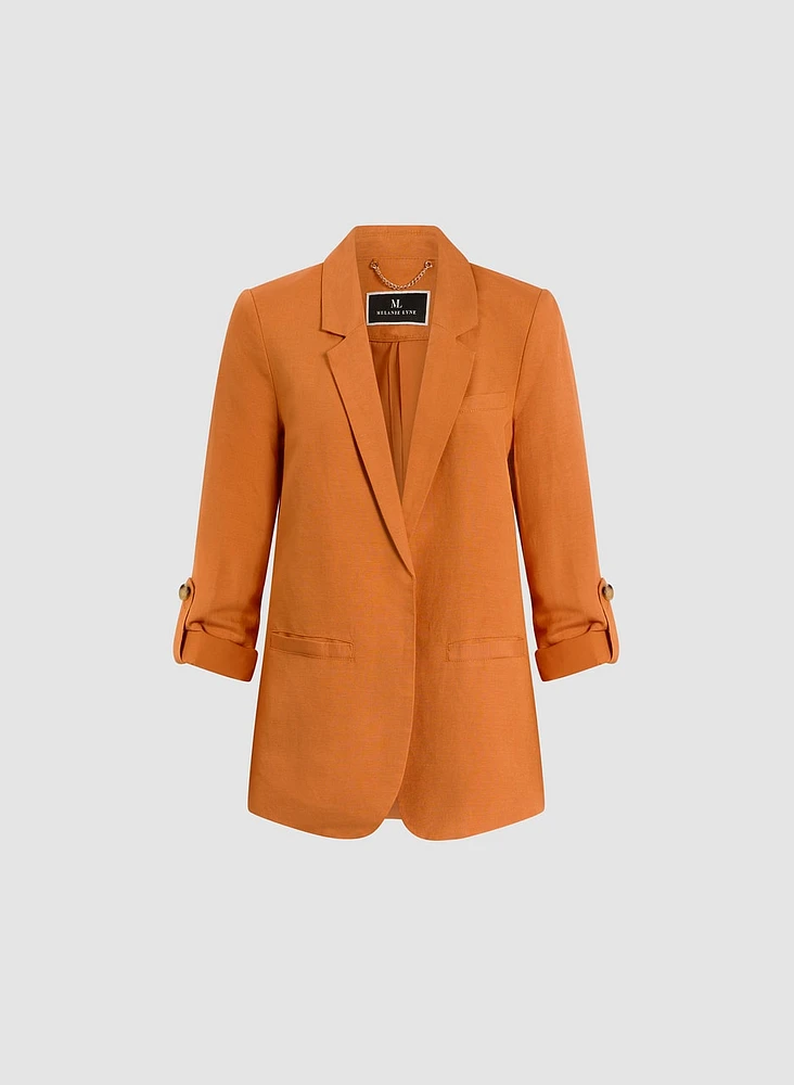 Blazer en lin à manches roulées