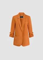 Blazer en lin à manches roulées