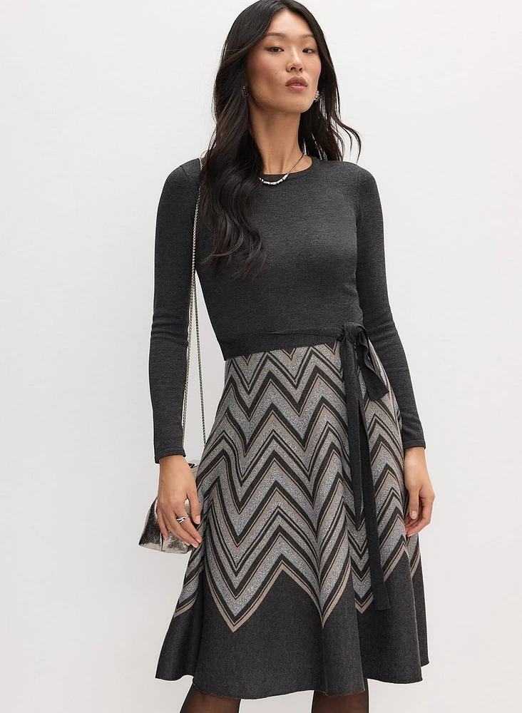 Chevron Print Sweater Dress