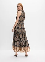 Baroque Print Satin Dress