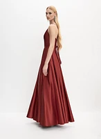 Satin Lace-Up Back Gown