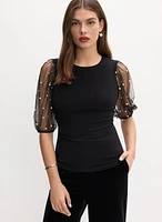 Joseph Ribkoff - Mesh Balloon Sleeve Top