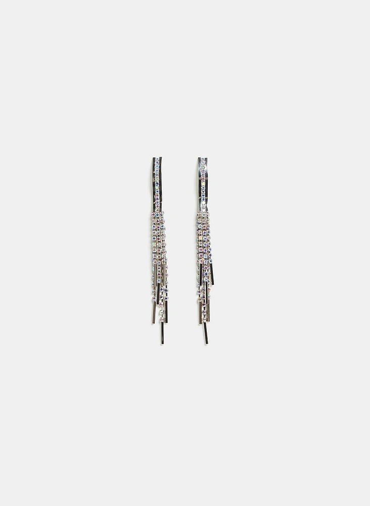 Linear Crystal Drop Earrings