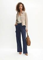 Satin Wide-Leg Cargo Pants