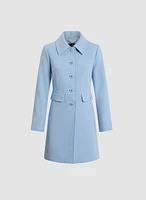 Button Front Tricotine Trench Coat