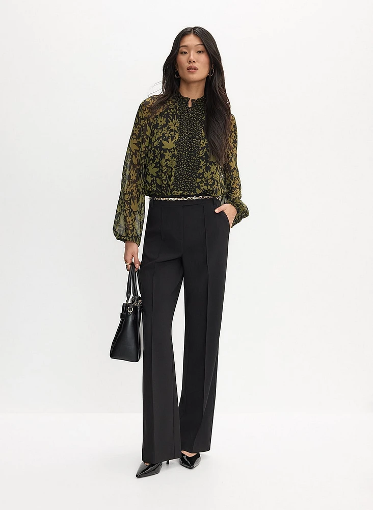 Wide-Leg Pintuck Pants