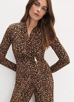 Joseph Ribkoff - Leopard Print Faux Wrap Jumpsuit