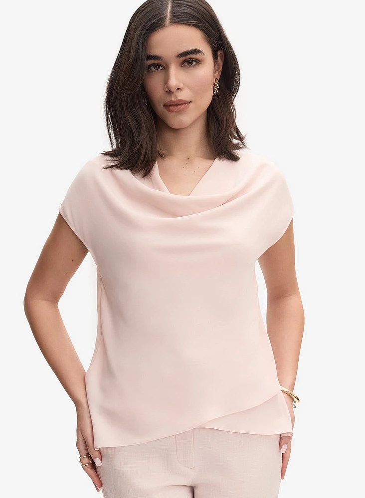 Crepe Cowl Neck Blouse